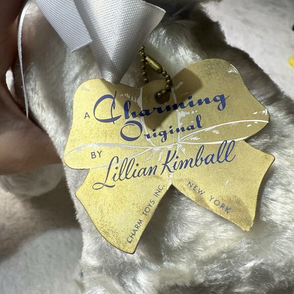 Vtg 60s Stuffed Lamb Carnival Plush Animal Charming Original Charm Toys Kitschy - Picture 4 of 5